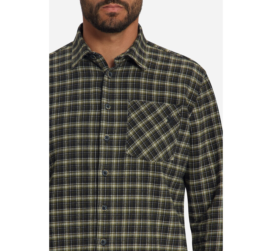 No Excess Overhemd Yarn Dyed Check Twill Weave Moss (33490998 - 152)