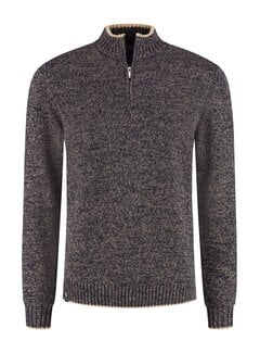 Fellows United Trui Half Zip Twisted Yarn Tipping Navy (62.1105 - 110)
