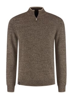 Fellows United Trui Half Zip Twisted Yarn Tipping Mid brown/Bronze (62.1105 - 145)