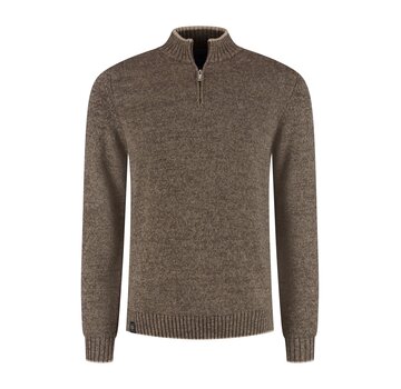 Fellows United Trui Half Zip Twisted Yarn Tipping Mid brown/Bronze (62.1105 - 145)