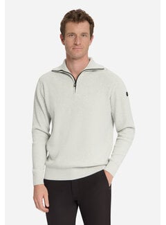 No Excess No Excess Trui Half Zip Wing Collar Tuck Stitch Light Grey Mel. (33230932SN - 110)