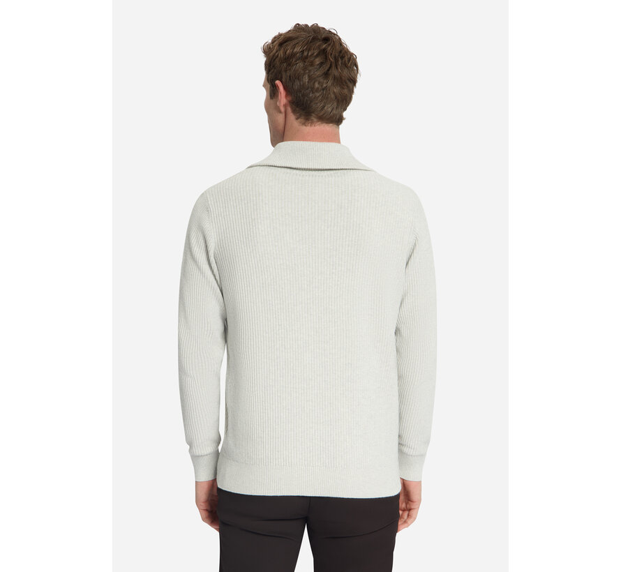 No Excess Trui Half Zip Wing Collar Tuck Stitch Light Grey Mel. (33230932SN - 110)