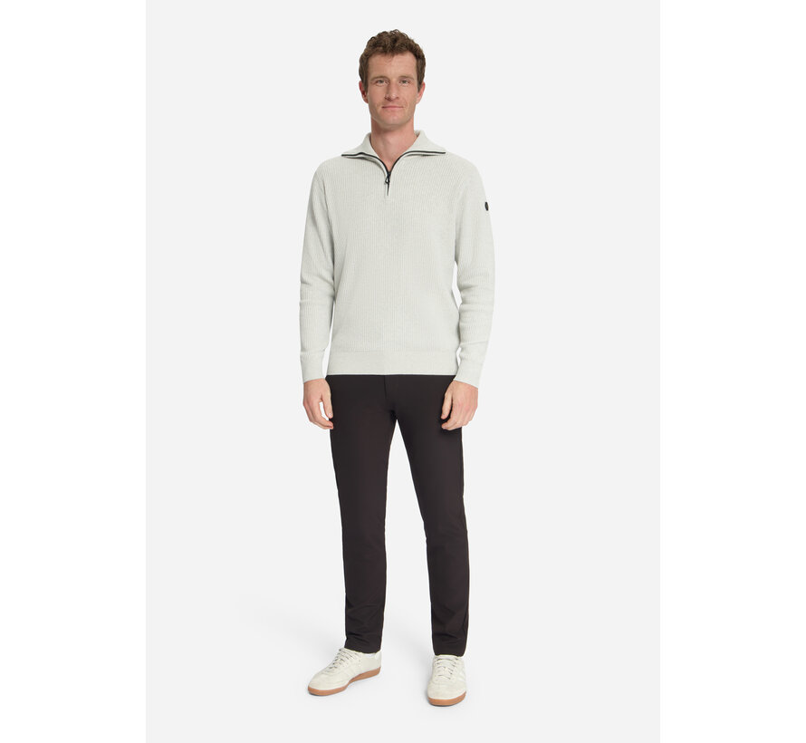 No Excess Trui Half Zip Wing Collar Tuck Stitch Light Grey Mel. (33230932SN - 110)