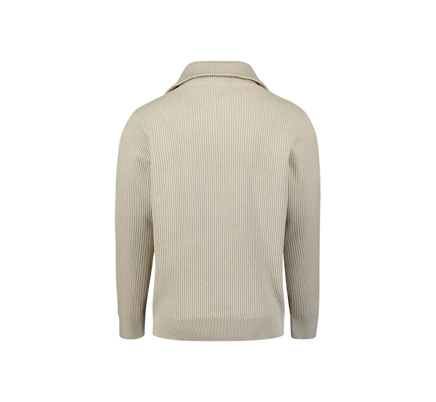 No Excess Trui Half Zip Wing Collar Tuck Stitch Light Grey Mel. (33230932SN - 110)