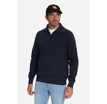 No Excess Trui Half Zip Wing Collar Tuck Stitch Light Dark Night (33230932SN - 178)