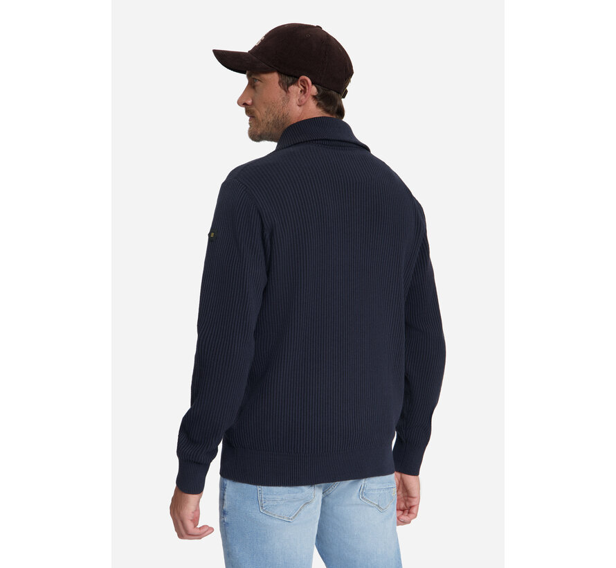 No Excess Trui Half Zip Wing Collar Tuck Stitch Light Dark Night (33230932SN - 178)