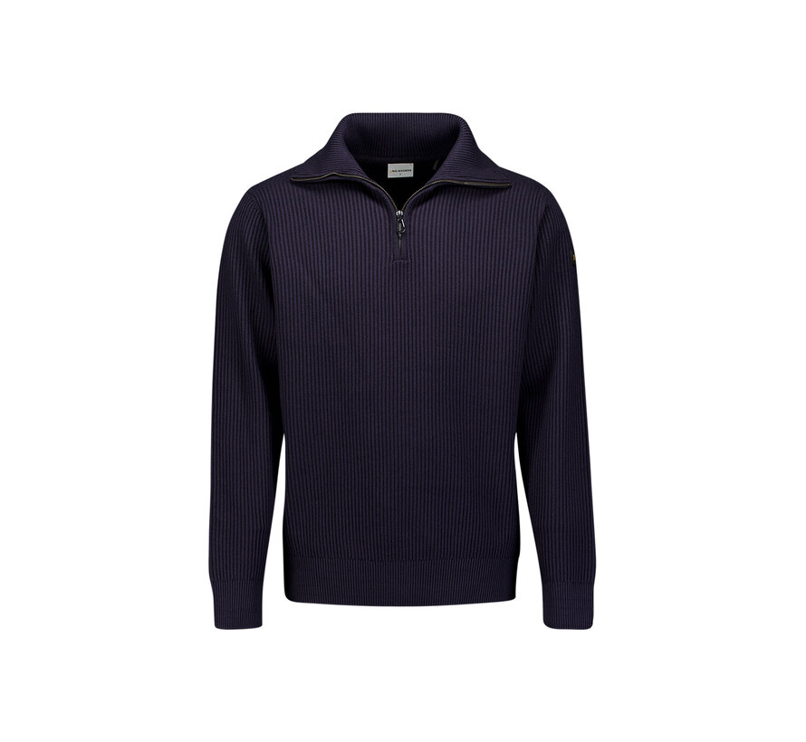 No Excess Trui Half Zip Wing Collar Tuck Stitch Light Dark Night (33230932SN - 178)