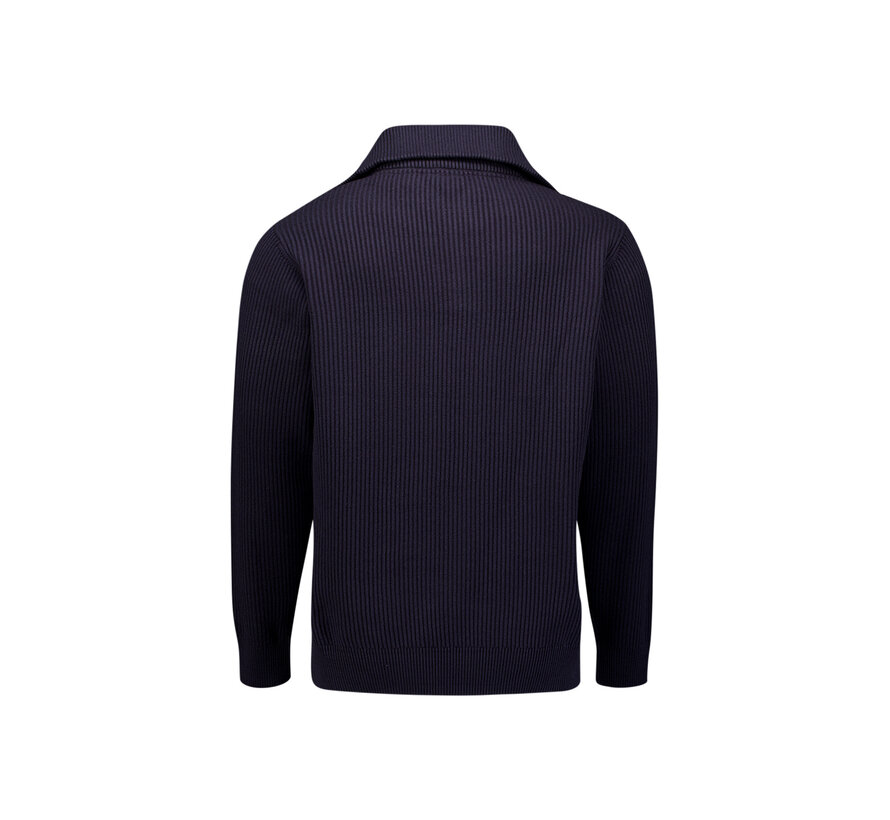 No Excess Trui Half Zip Wing Collar Tuck Stitch Light Dark Night (33230932SN - 178)