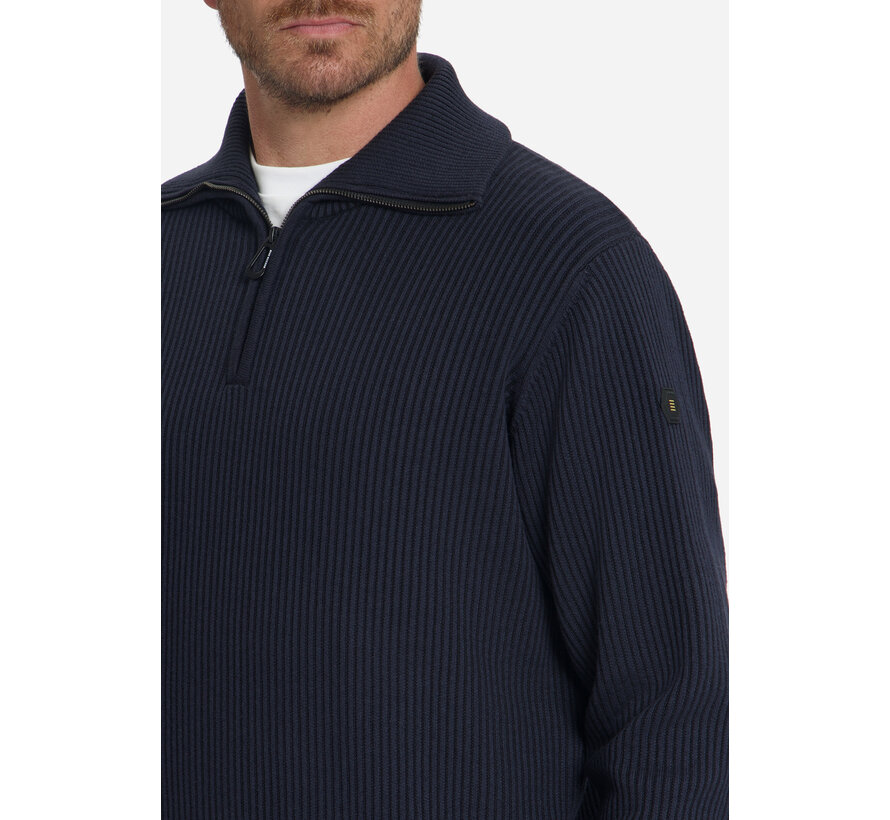 No Excess Trui Half Zip Wing Collar Tuck Stitch Light Dark Night (33230932SN - 178)