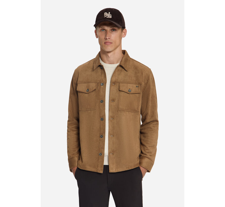 No Excess Overshirt Full Button Suede Look Caramel (33510903SN - 048)