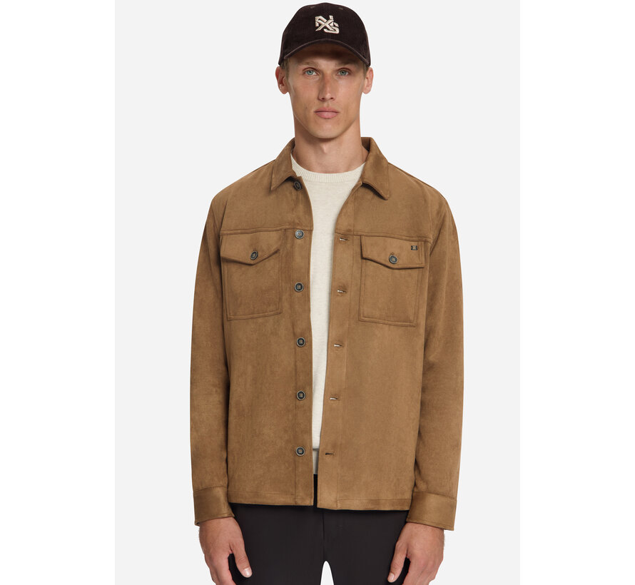 No Excess Overshirt Full Button Suede Look Caramel (33510903SN - 048)