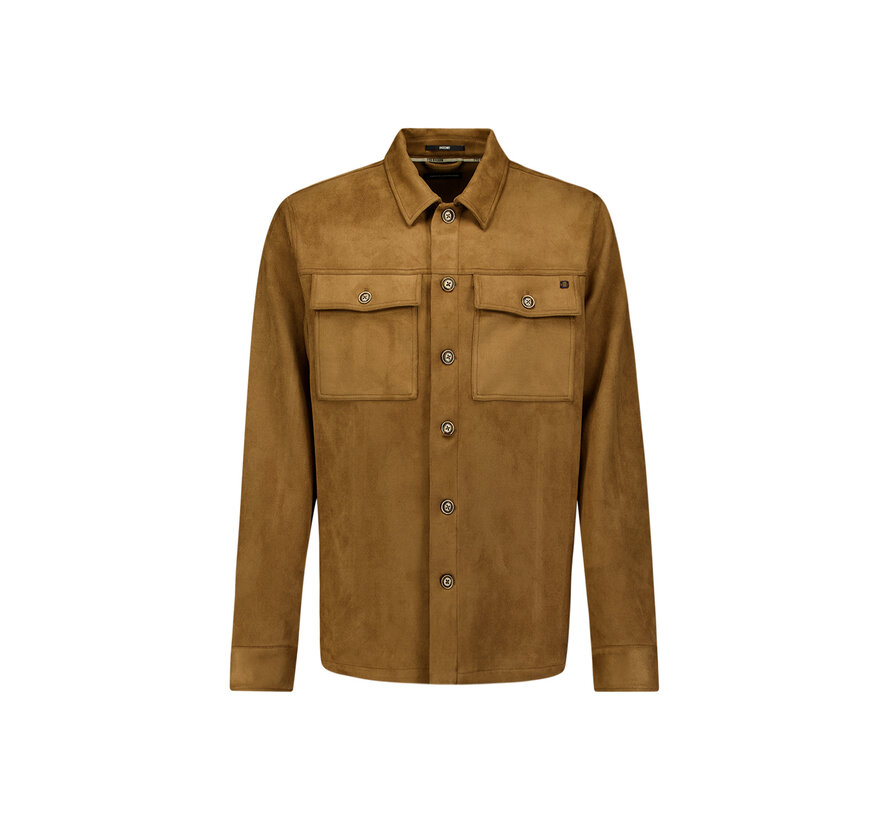 No Excess Overshirt Full Button Suede Look Caramel (33510903SN - 048)