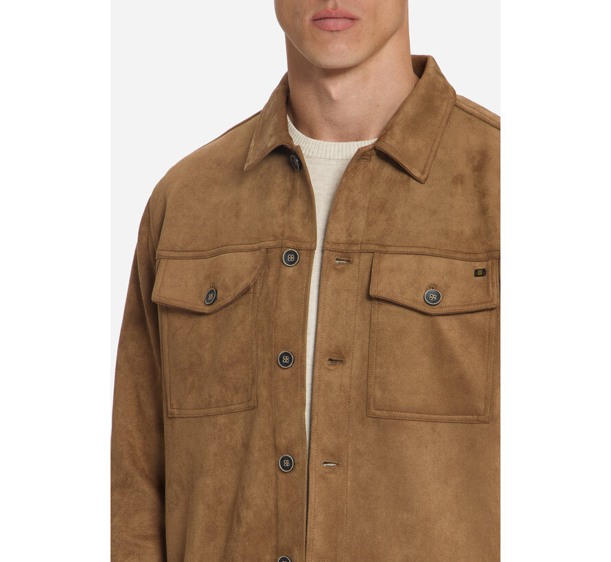 No Excess Overshirt Full Button Suede Look Caramel (33510903SN - 048)