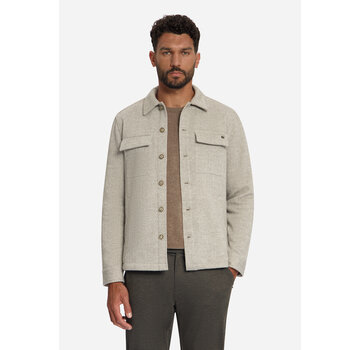 No Excess Overshirt  Full Button Solid Jacquard Stripe Cement (33510921SN - 122)