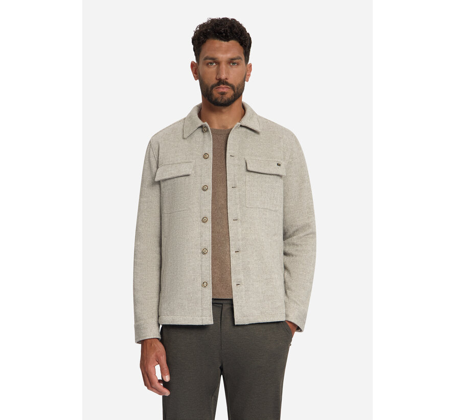 No Excess Overshirt  Full Button Solid Jacquard Stripe Cement (33510921SN - 122)
