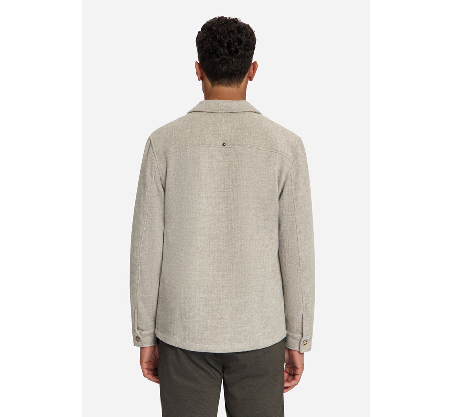 No Excess Overshirt  Full Button Solid Jacquard Stripe Cement (33510921SN - 122)