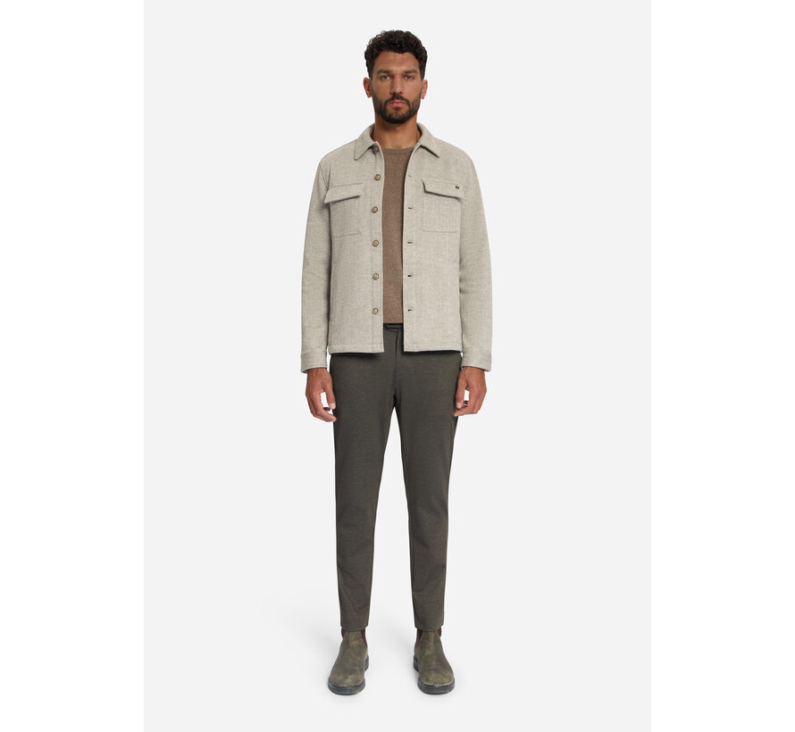 No Excess Overshirt  Full Button Solid Jacquard Stripe Cement (33510921SN - 122)