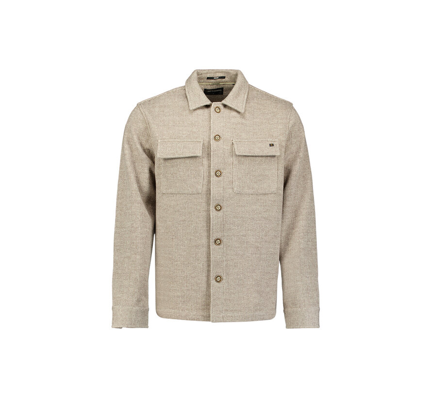 No Excess Overshirt  Full Button Solid Jacquard Stripe Cement (33510921SN - 122)