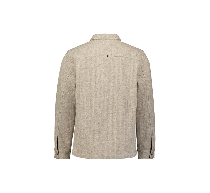No Excess Overshirt  Full Button Solid Jacquard Stripe Cement (33510921SN - 122)
