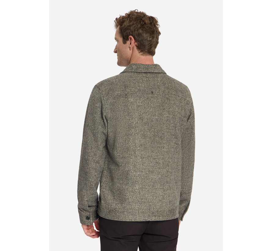 No Excess Overshirt Full Zip Melange Twill Effect Woolblend Light Brown (33510924 - 041)