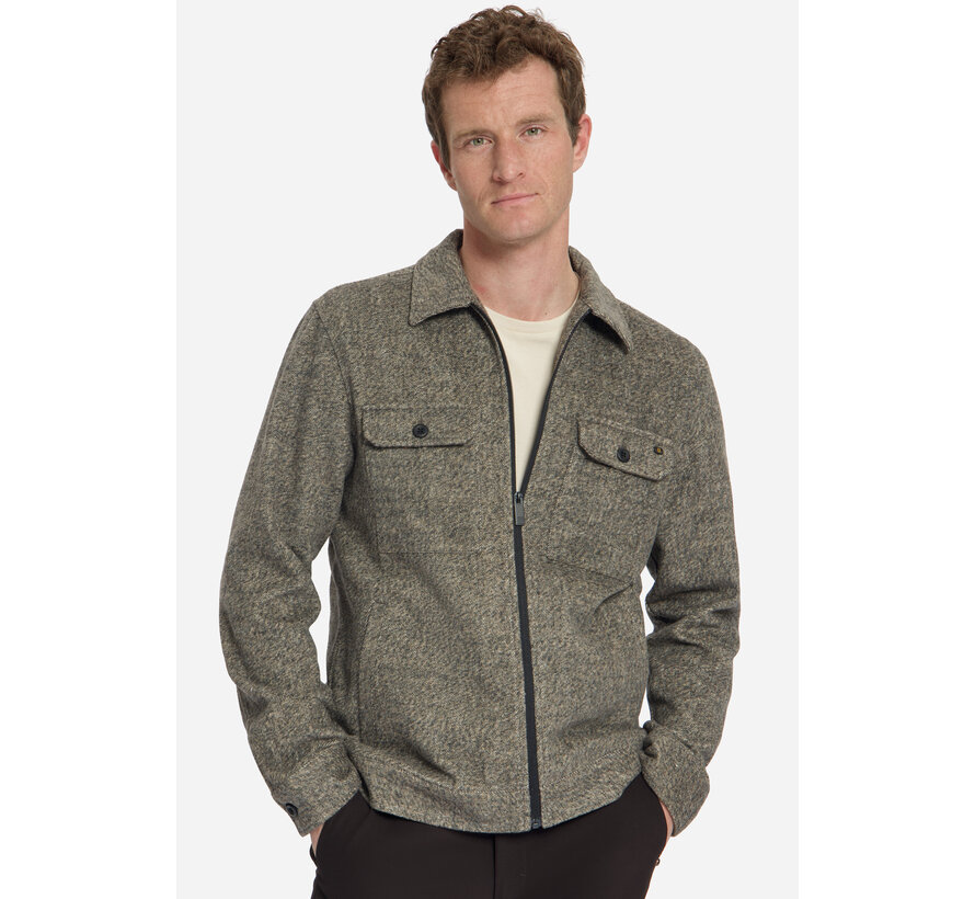 No Excess Overshirt Full Zip Melange Twill Effect Woolblend Light Brown (33510924 - 041)