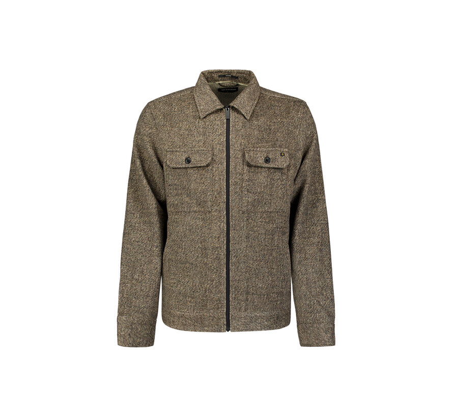No Excess Overshirt Full Zip Melange Twill Effect Woolblend Light Brown (33510924 - 041)