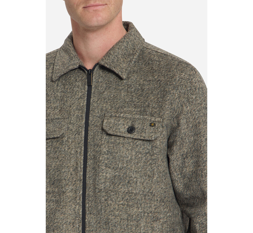No Excess Overshirt Full Zip Melange Twill Effect Woolblend Light Brown (33510924 - 041)