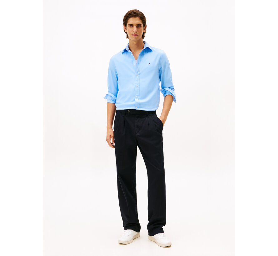 Tommy Hilfiger Overhemd Flex Flannel Solid Vessel Blue (MW0MW40469 - C1Z)