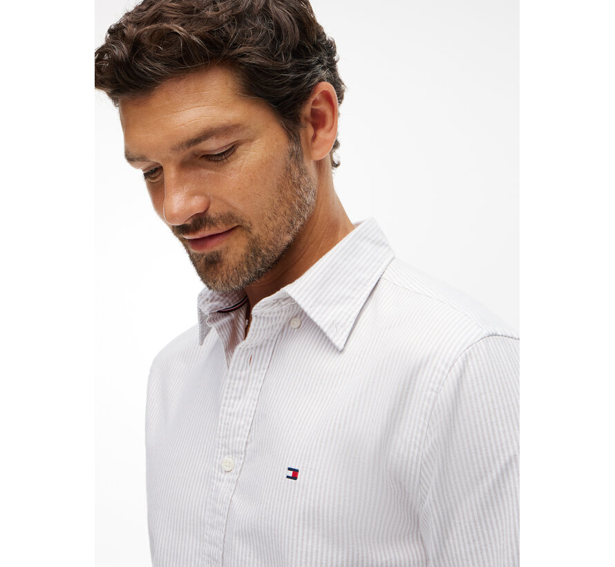 Tommy Hilfiger Overhemd Heritage Oxford Stripe Coastal Taupe (mw0mw36238 - 0AB)