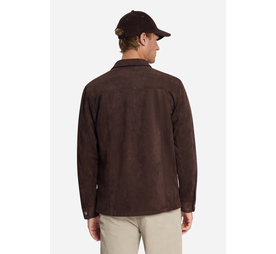 Overshirt Full Button Suede Look Dark Brown (33510903SN - 042)