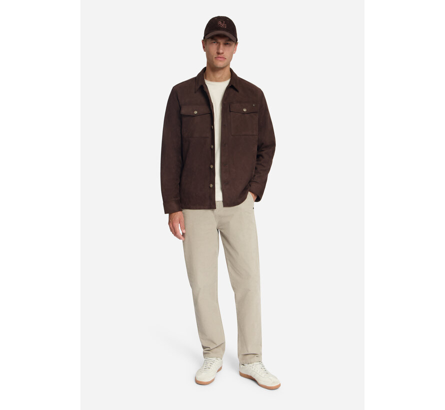 Overshirt Full Button Suede Look Dark Brown (33510903SN - 042)