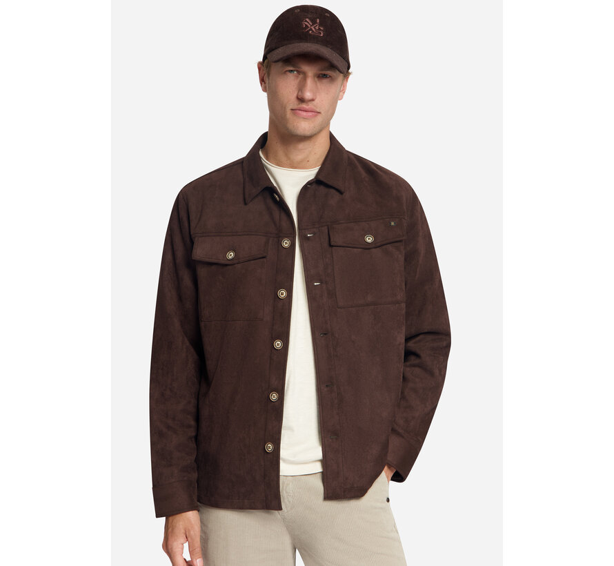 Overshirt Full Button Suede Look Dark Brown (33510903SN - 042)