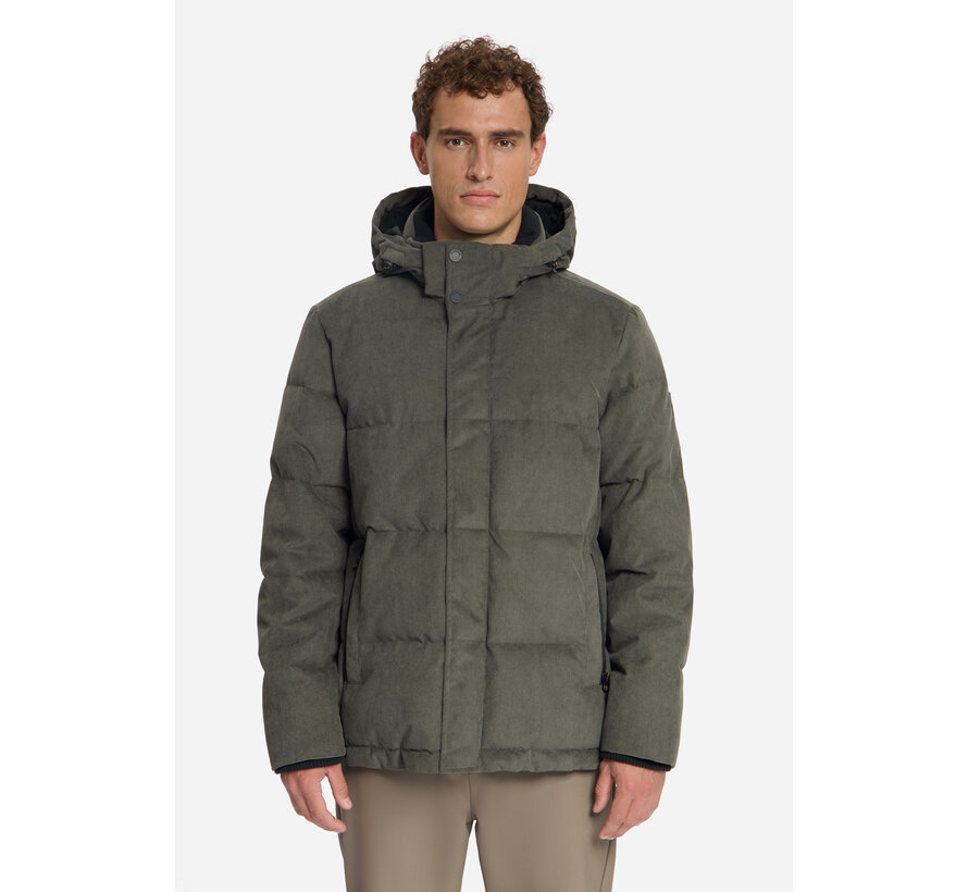 Winterjas Jacket Medium Length Corduroy Hooded Army (33630917SN - 053)