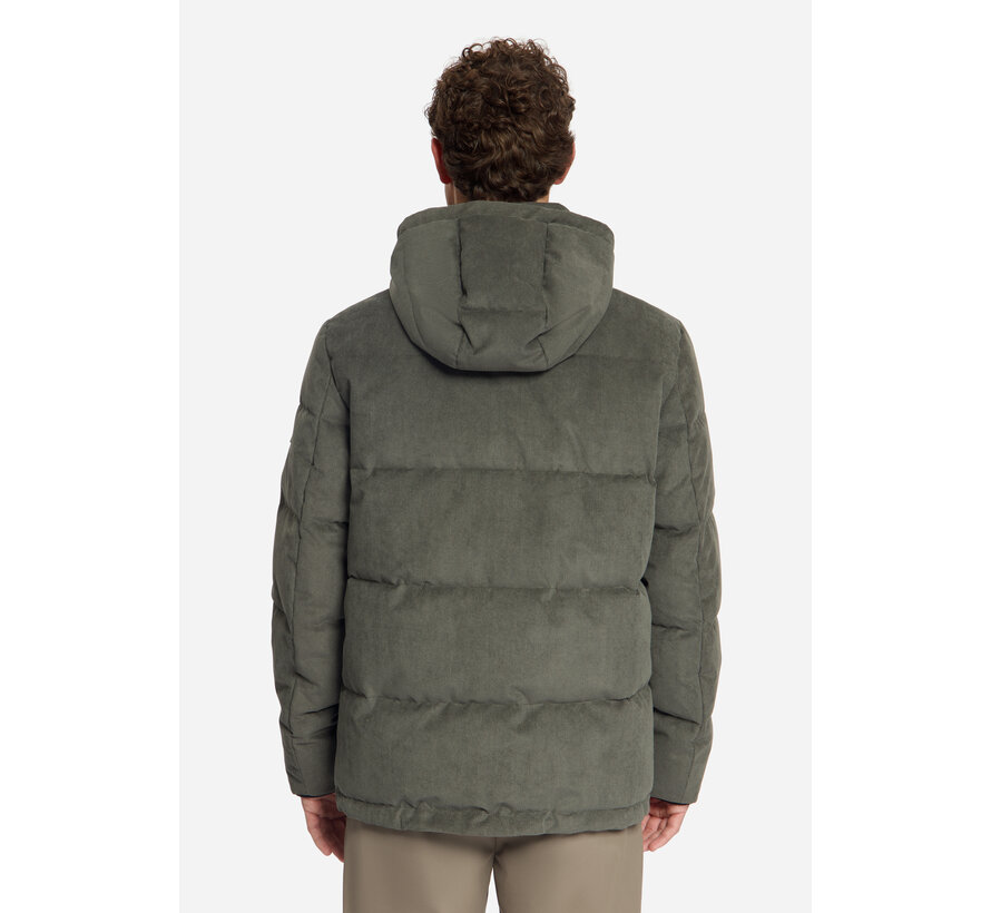 Winterjas Jacket Medium Length Corduroy Hooded Army (33630917SN - 053)