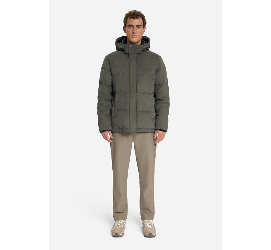 Winterjas Jacket Medium Length Corduroy Hooded Army (33630917SN - 053)