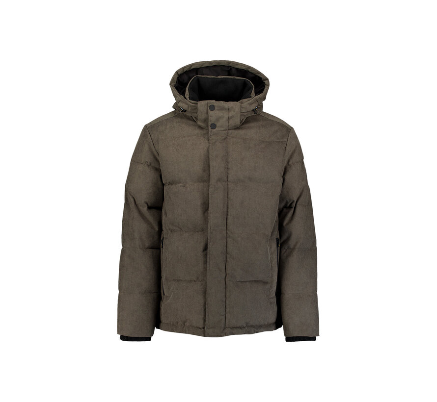 Winterjas Jacket Medium Length Corduroy Hooded Army (33630917SN - 053)