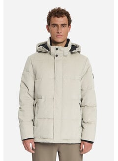 No Excess Winterjas Jacket Medium Length Corduroy Hooded Stone (33630917SN - 014)
