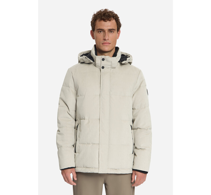 Winterjas Jacket Medium Length Corduroy Hooded Stone (33630917SN - 014)