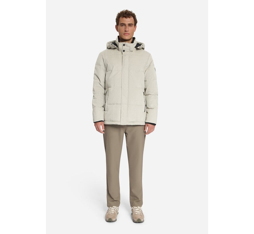 No Excess Winterjas Jacket Medium Length Corduroy Hooded Stone (33630917SN - 014)