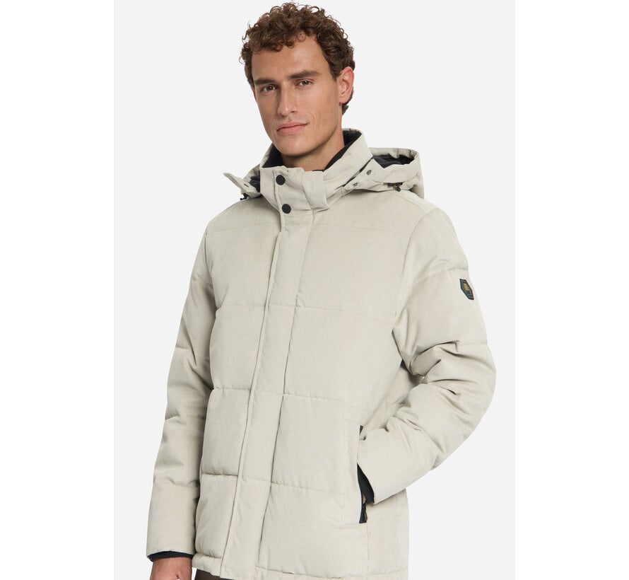 No Excess Winterjas Jacket Medium Length Corduroy Hooded Stone (33630917SN - 014)
