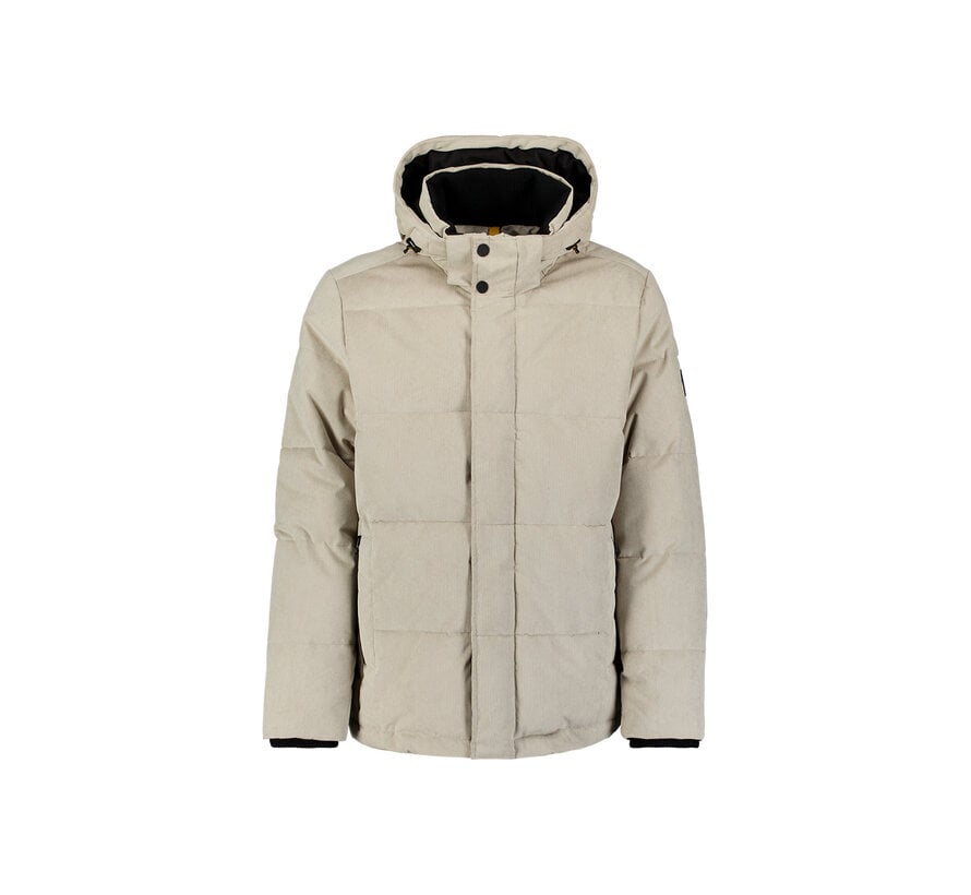 No Excess Winterjas Jacket Medium Length Corduroy Hooded Stone (33630917SN - 014)