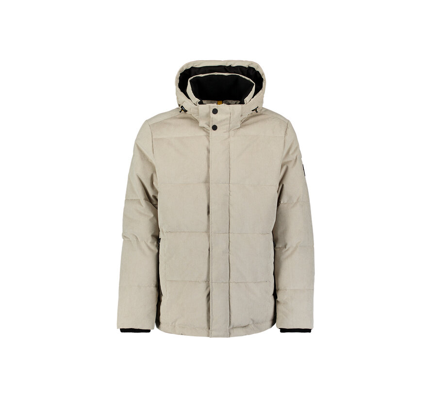 Winterjas Jacket Medium Length Corduroy Hooded Stone (33630917SN - 014)