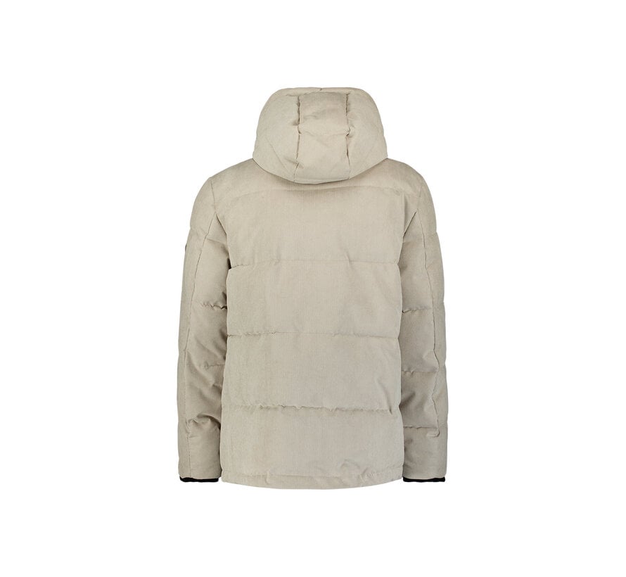 No Excess Winterjas Jacket Medium Length Corduroy Hooded Stone (33630917SN - 014)
