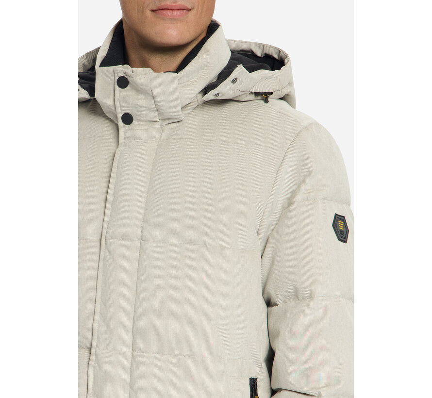 Winterjas Jacket Medium Length Corduroy Hooded Stone (33630917SN - 014)