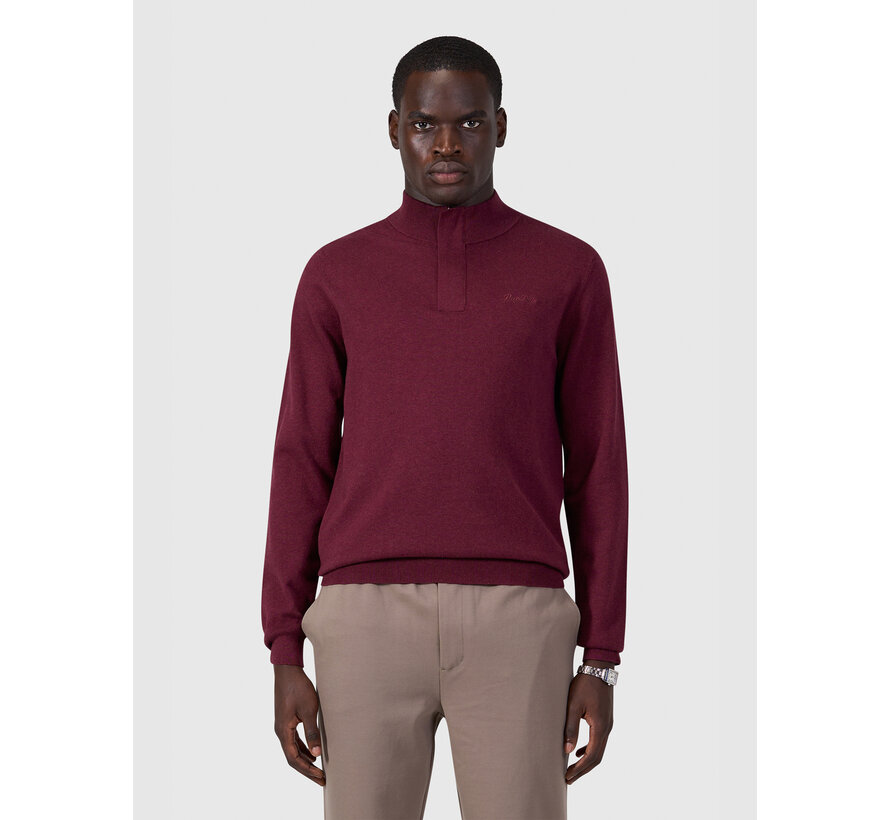 Pure Path Pullover Half Zip Flat Knit Wine Red (26030807 - 107)