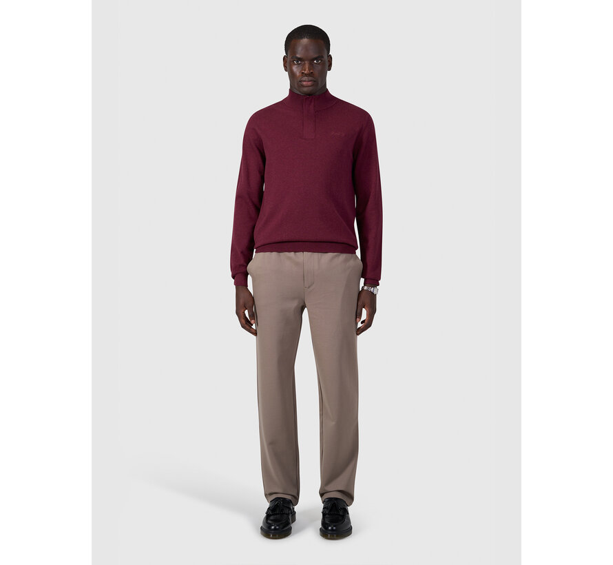 Pure Path Pullover Half Zip Flat Knit Wine Red (26030807 - 107)