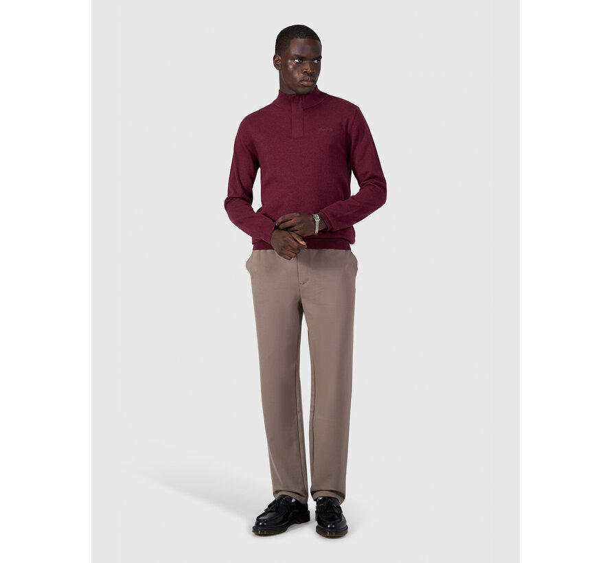 Pure Path Pullover Half Zip Flat Knit Wine Red (26030807 - 107)