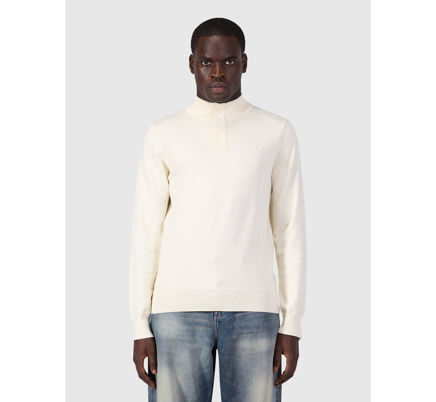 Pure Path Pullover Half Zip Flat Knit Ecru (26030807 - 54)