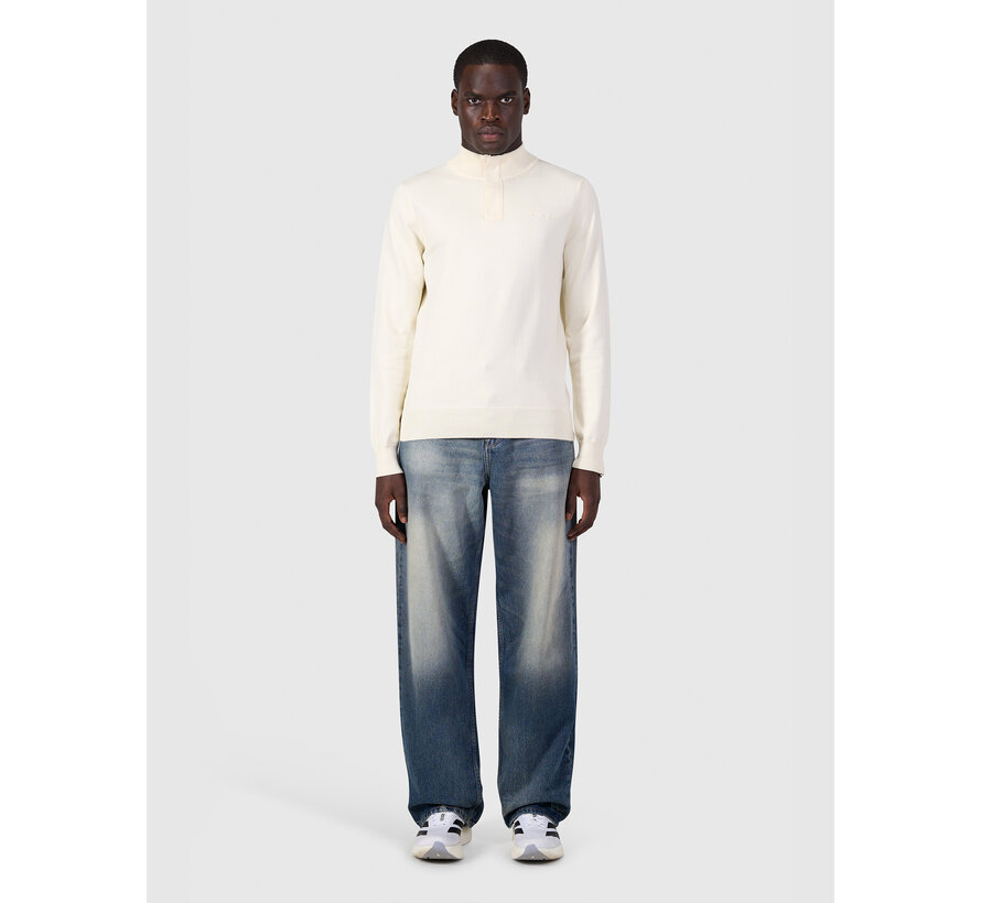 Pure Path Pullover Half Zip Flat Knit Ecru (26030807 - 54)