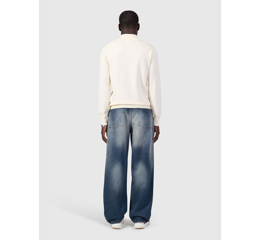 Pure Path Pullover Half Zip Flat Knit Ecru (26030807 - 54)